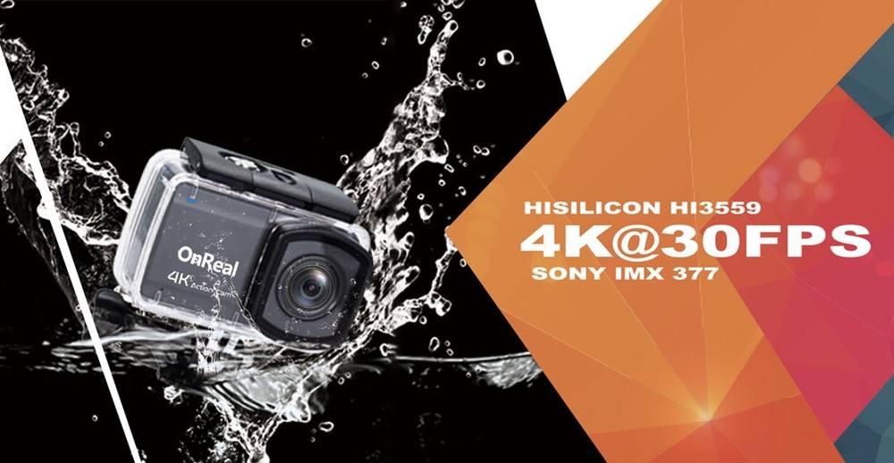 OnReal Native 4K Waterproof Action Camera w/ Image Stabilization & 2.45" LCD