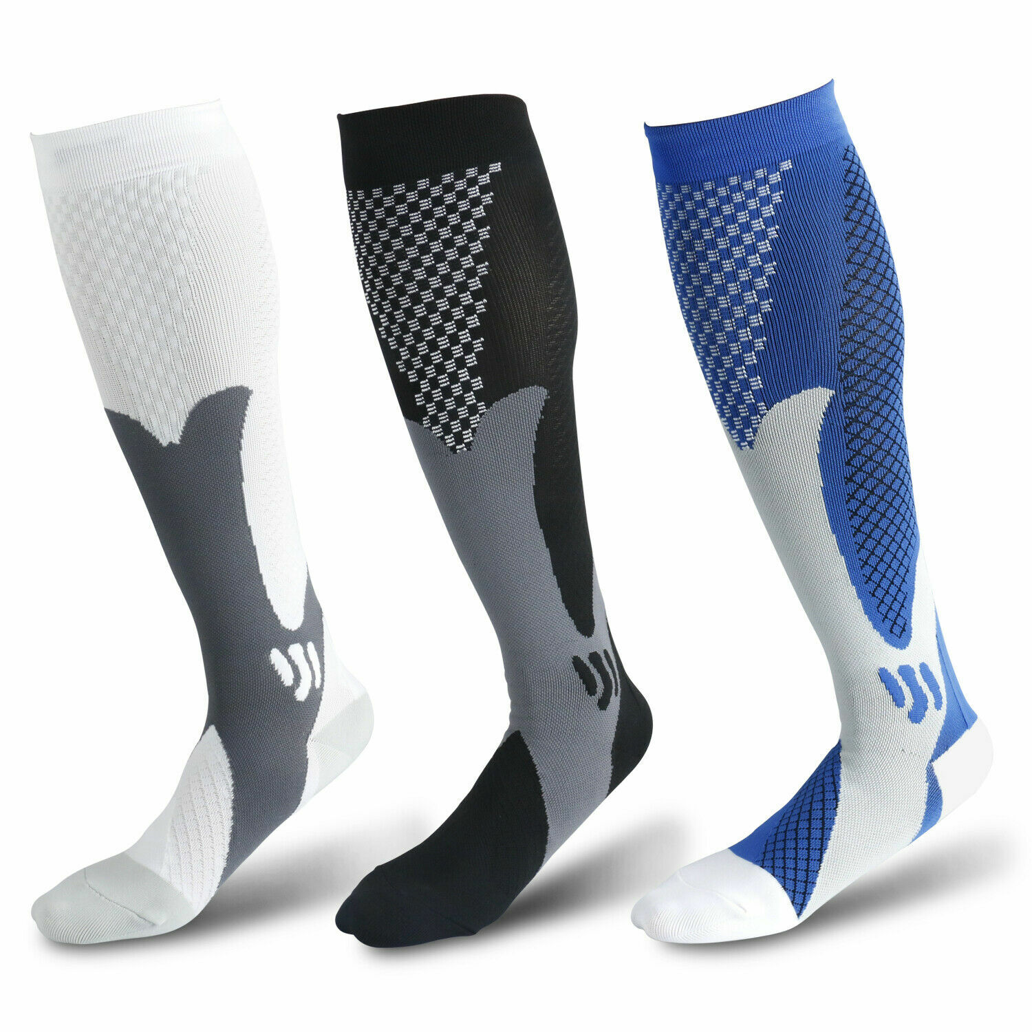 5 Pairs 30-40 mmHg Compression Socks - Knee High Support for Running & Sports