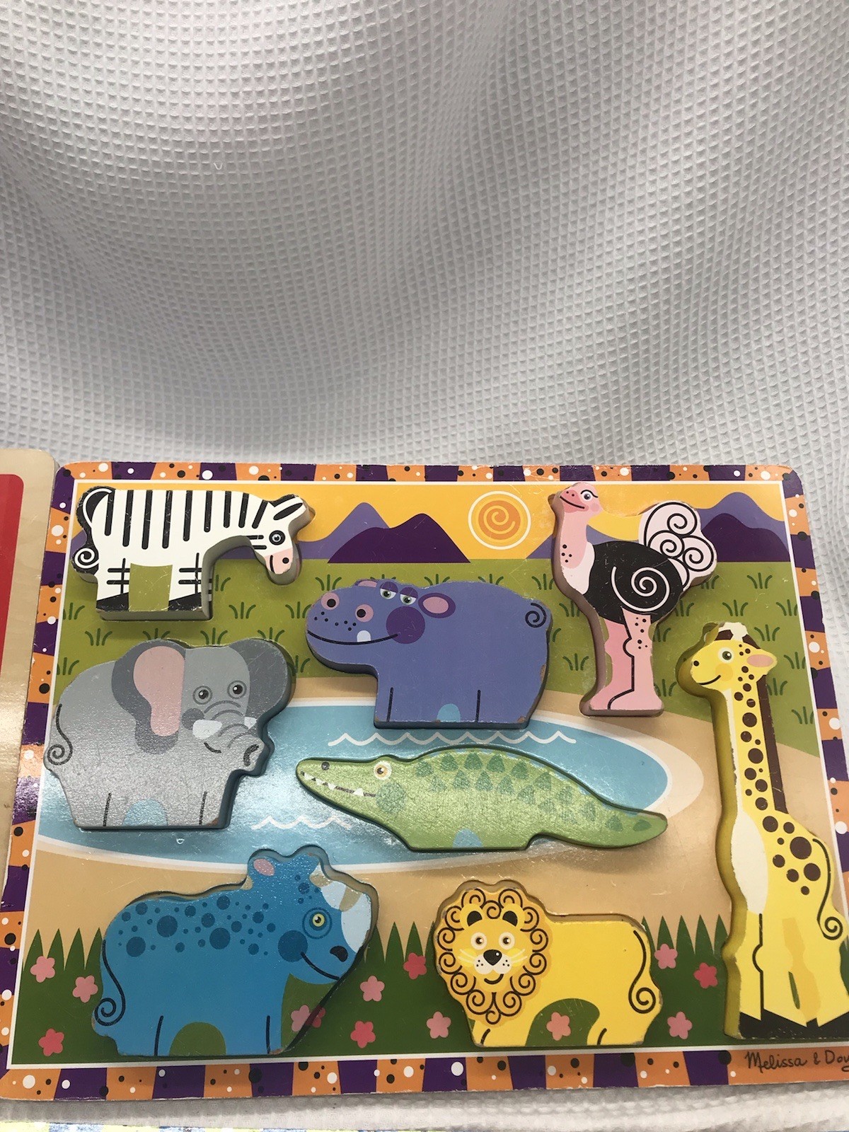 Wooden Chunky Peg Puzzle Lot 4 Melissa & Doug Zoo Farm Animals Pets Dinosaurs￼￼