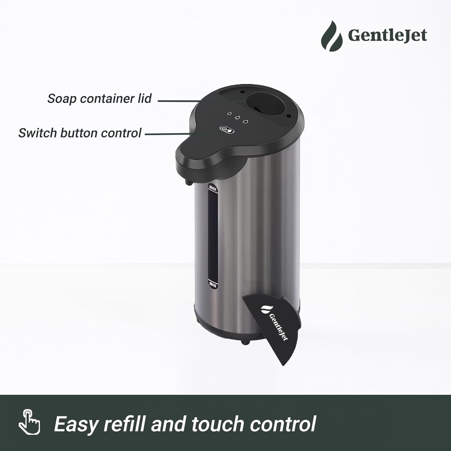 Automatic Soap Dispenser, Touchless Liquid, Stainless Steel Countertop, Bathroom