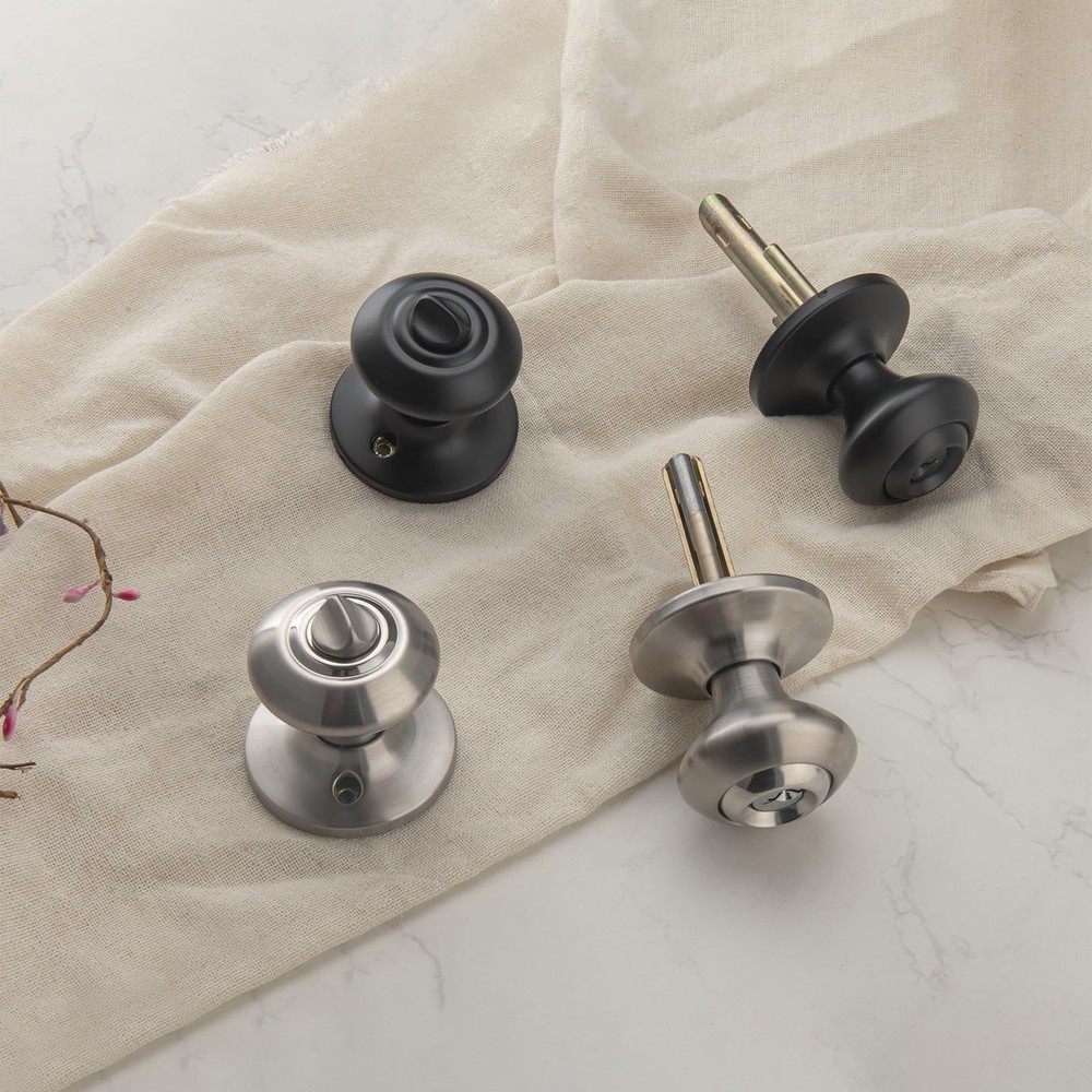 2 Pack Black Door Knobs Interior, Keyed Alike Entry Door Knobs Exterior, Vint...