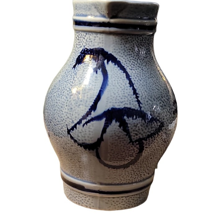 Vtg Blue Salt Glaze 8 " Pitcher