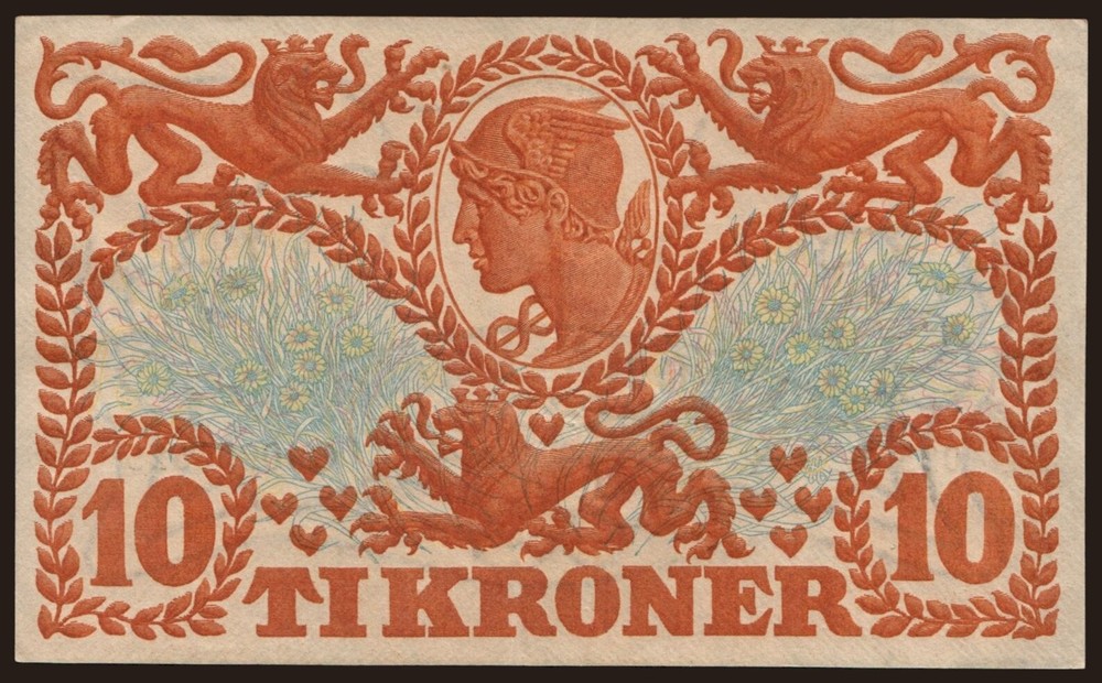 Denmark - 1920 - 10 Kroner - "EF" #CO7947