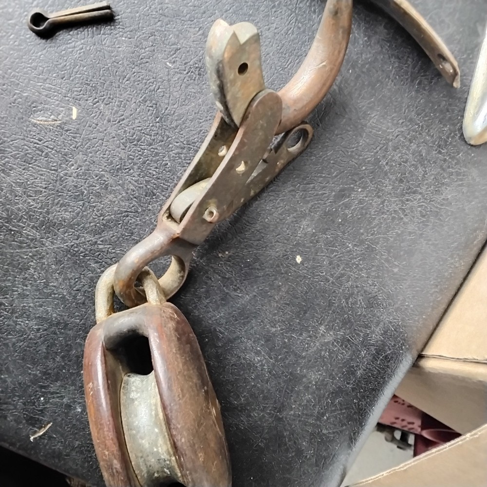 Antique anchor trip hook ,and pully