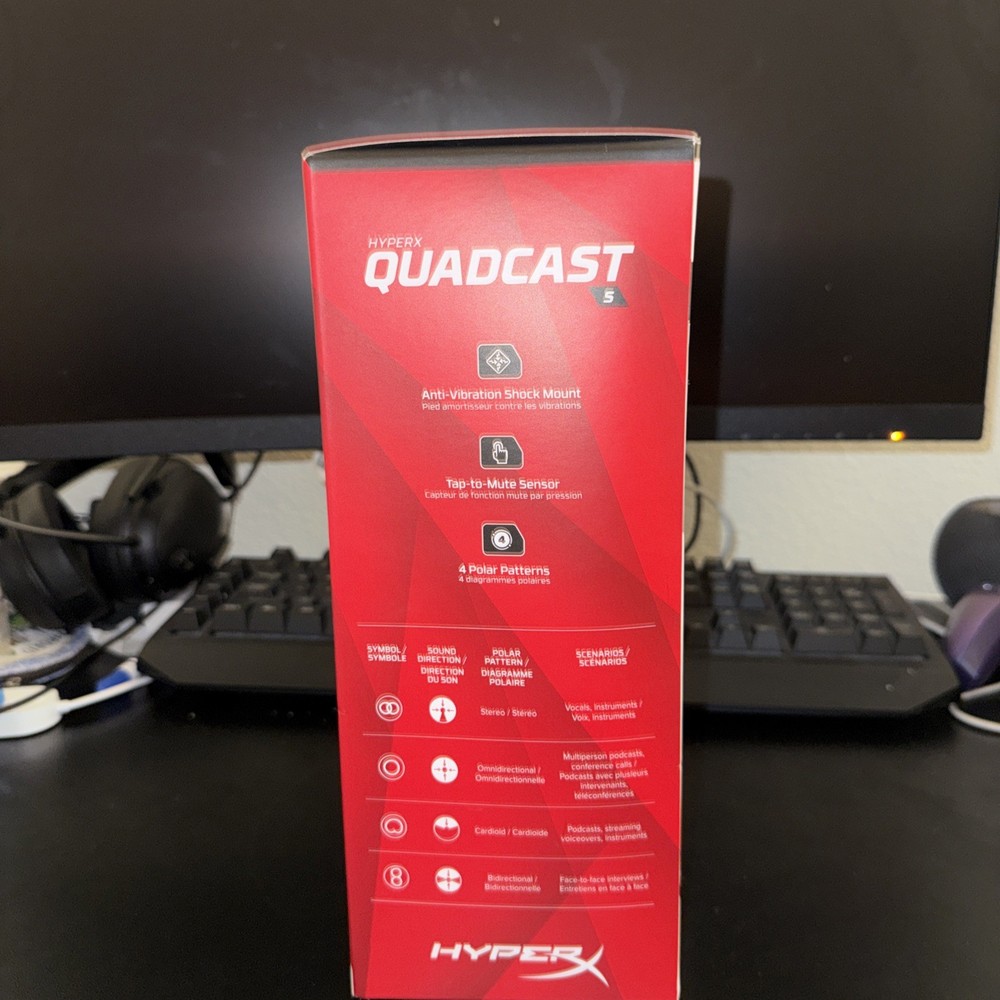 HyperX QuadCast S USB Condenser Microphone RGB Lighting for PC, PS4, PS5 (Black)