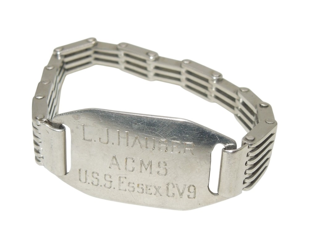 WWII US Navy USS Essex CV-9 Aircraft Carrier Sailor ID Bracelet CA6