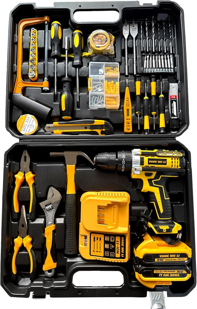 Tool Set - Tool Kit with Cordless Drill, 118 Piece Tool Box with Drill, Suitable