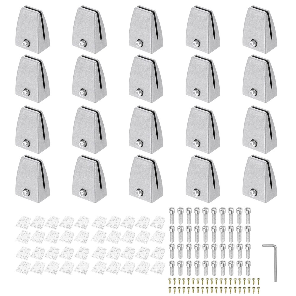 20 Pcs Adjustable Desk Divider Partition Clips, Sneeze Guard Support, Silver