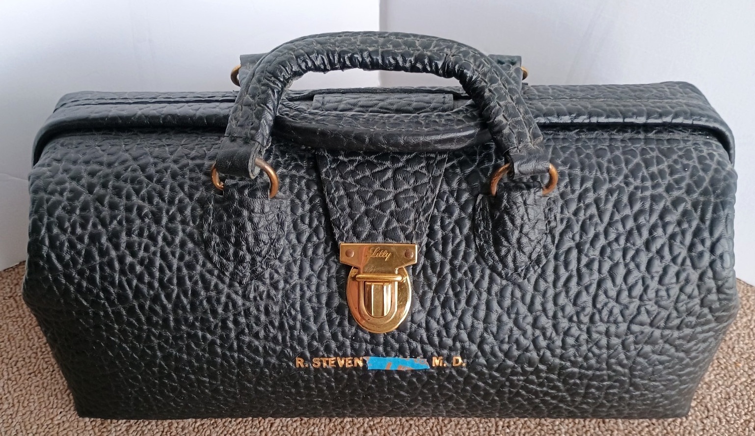 Vintage Leather Lilly Doctors MD Bag Hewlett Packard-RS Stethoscope WA Otoscope