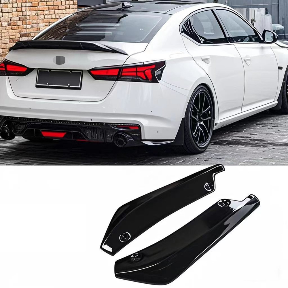For Nissan Altima Maxima Glossy Black Rear Side Bumper Diffuser Splitter Canards