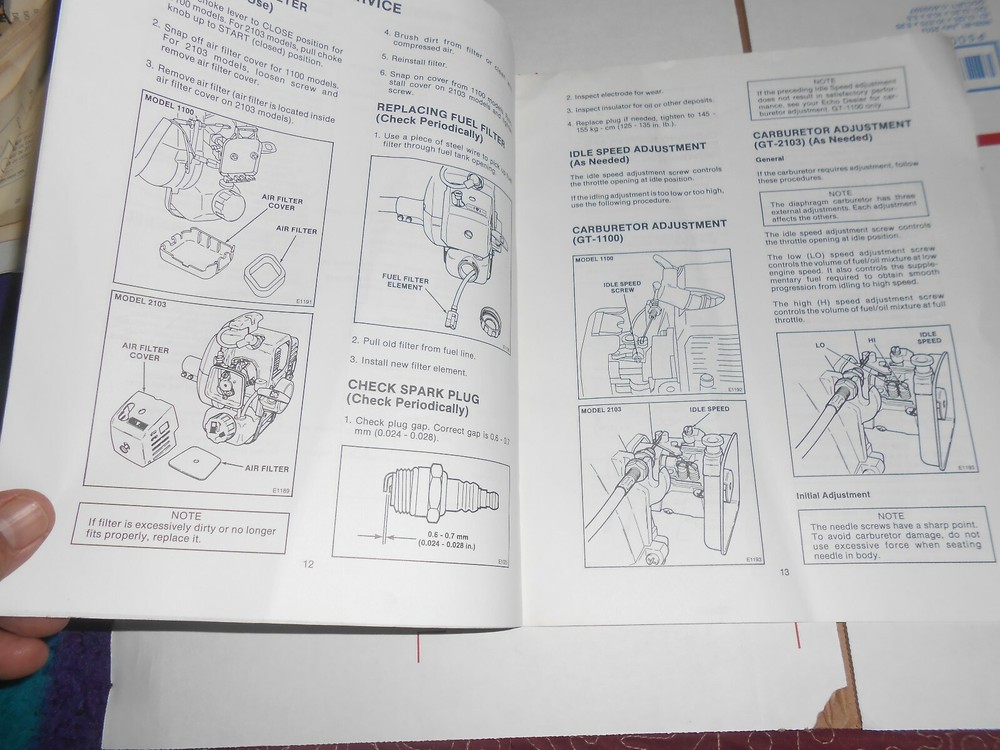 ECHO GT-1100 / GT-2103 TRIMMER OPERATORS MANUAL