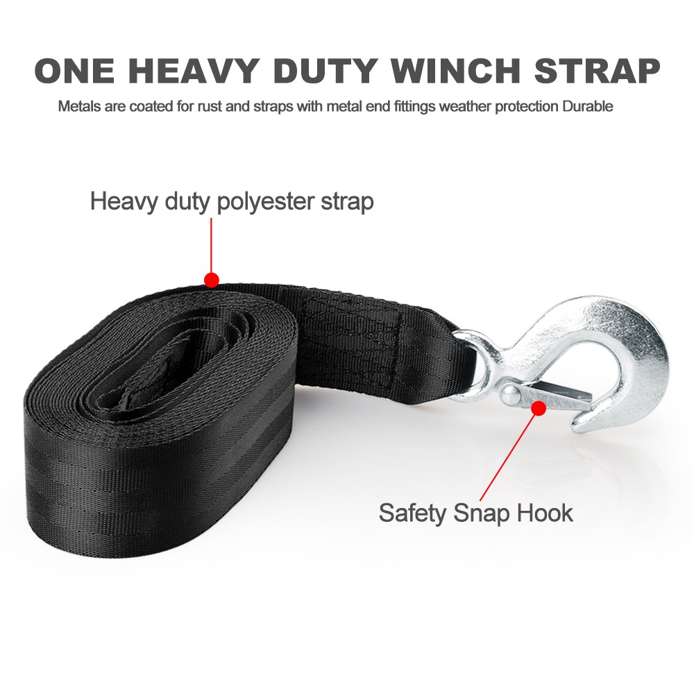 2"x20' Winch Strap 10000lbs Snap Hook Quick For Deluxe Boat Trailer Replacement