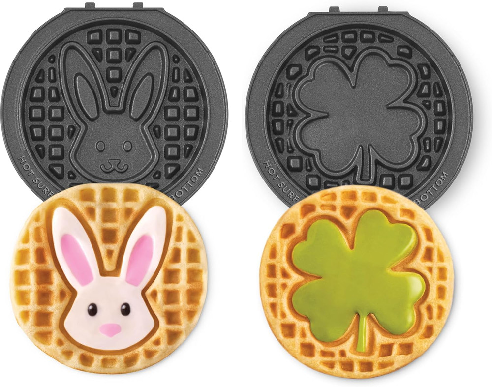 Multimaker Mini System Two 4” Nonstick Removable Waffle Plates (Bunny & Shamrock