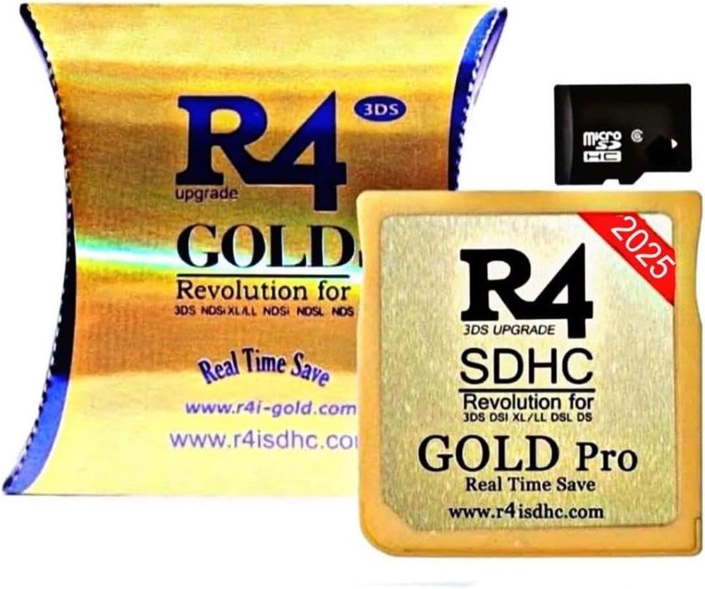 R4 SDHC Gold Pro with YS Menu & 32GB Micro SD