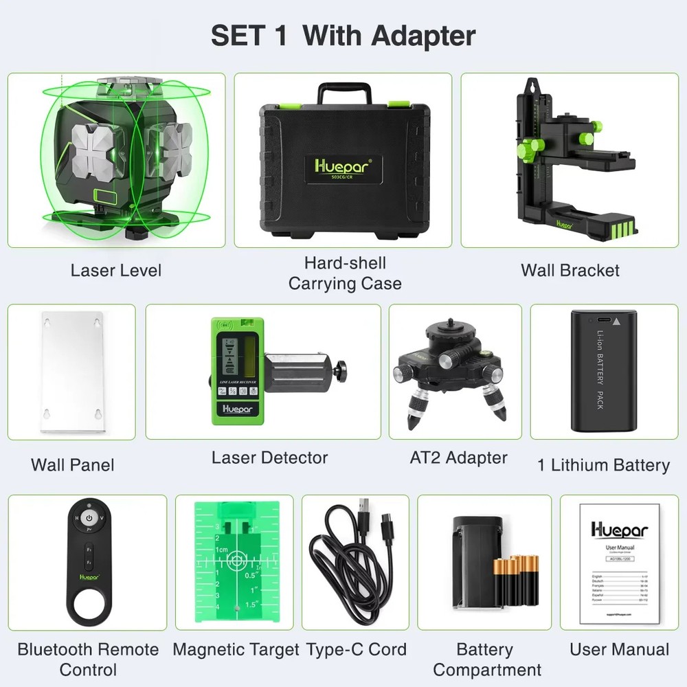 4D 16 Lines Laser Level Self Leveling Cross Line LCD Screen Bluetooth Remote