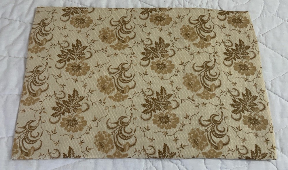 Antique Vintage Patchwork Quilt Table Topper, Four Patch, Early Calicos, Brown