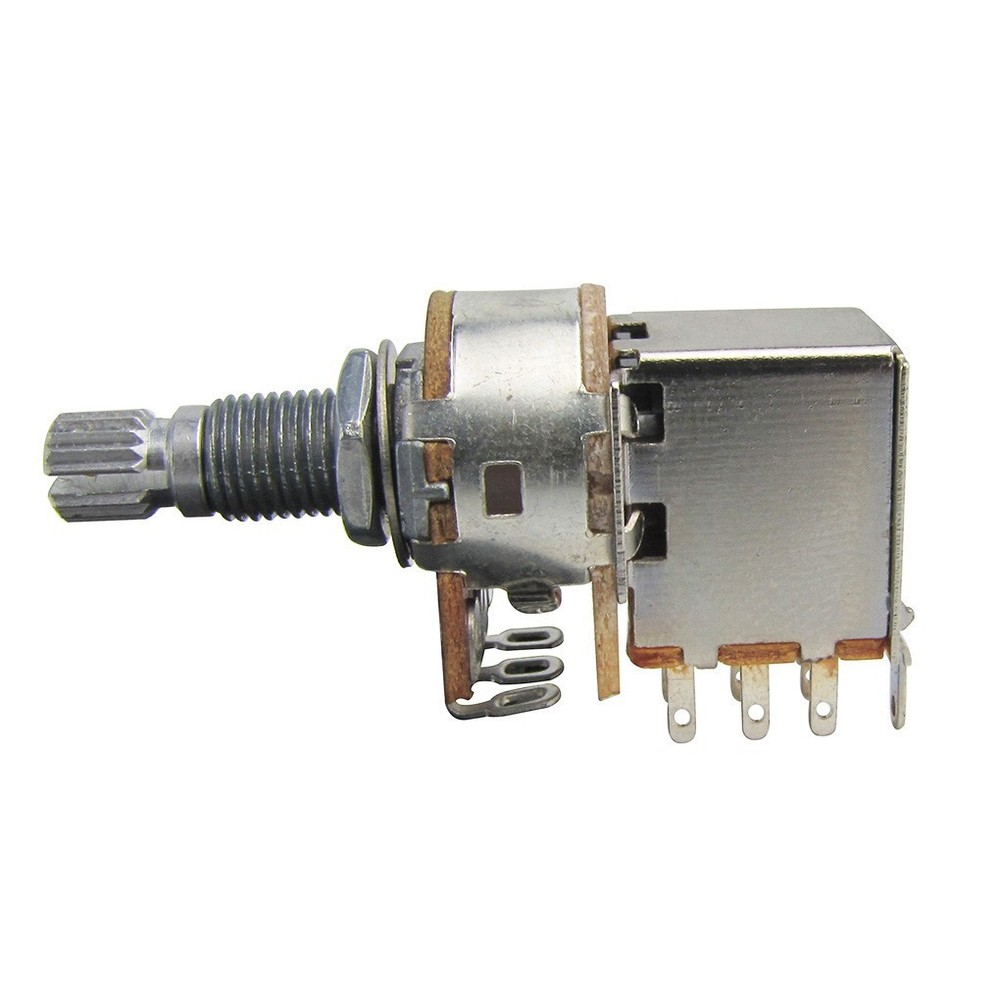 100pcs A250K Guitar Push Pull Potentiometer Volume Pots Linear Taper Long Shaft
