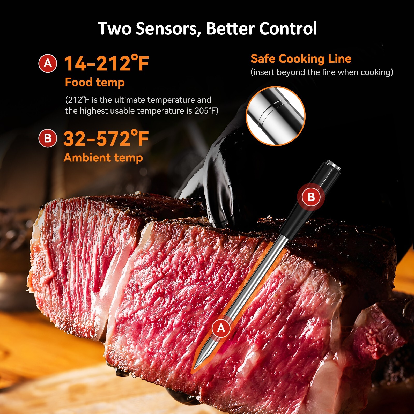 Inkbird Wireless Cooking Meat Thermometer 60min Data Storage 25min Rechargeable