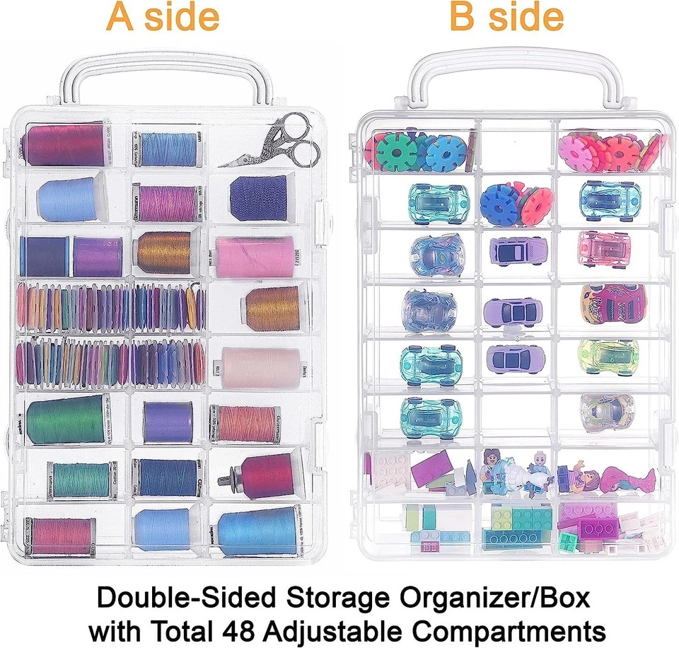 New brothread Double-Sided Storage Organizer/Box with Total 48 Adjustable