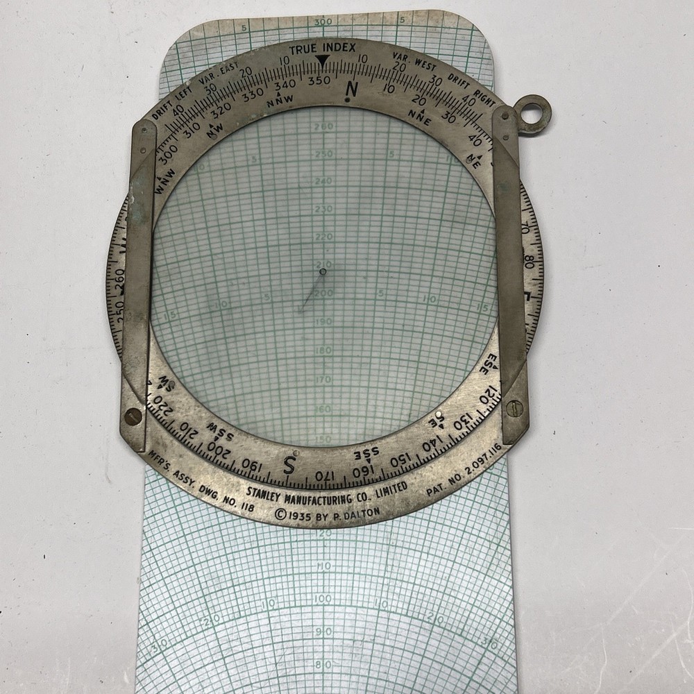 US Army Air Forces Type E-6B Computer: Dead Reckoning, Aerial With Case/Ruler