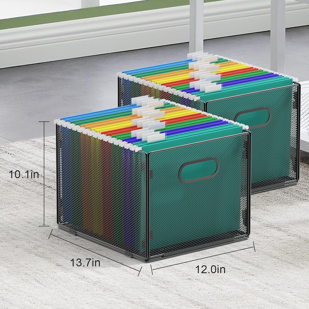 2 Pack Hanging File Organizer Mesh File Folder Box Filing Box File Cabinet