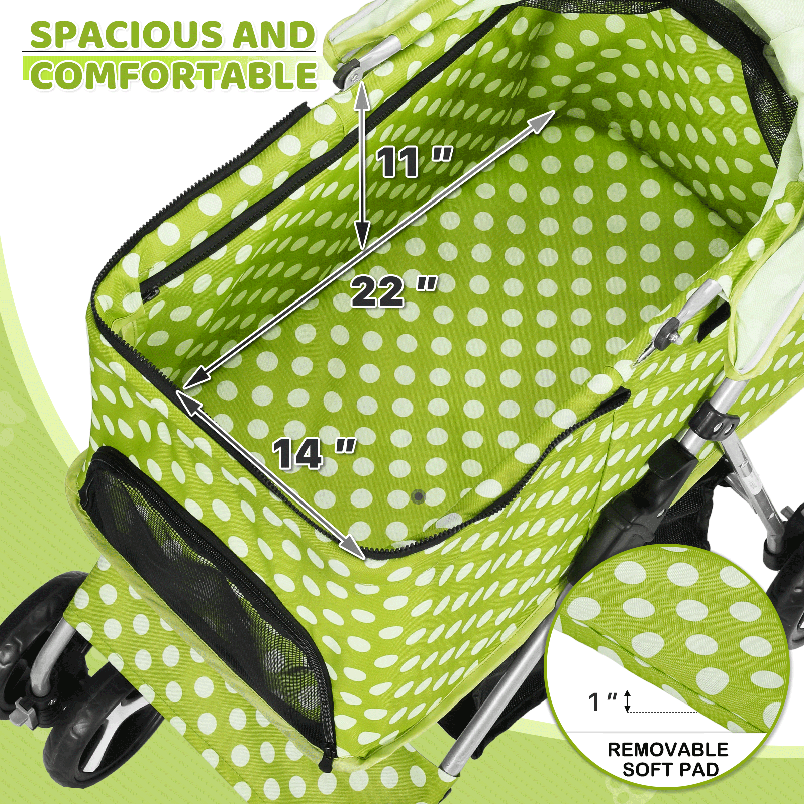 Foldable Pet Stroller Dog Stroller Removable Travel Carrier+Cup Holder 4 Wheels