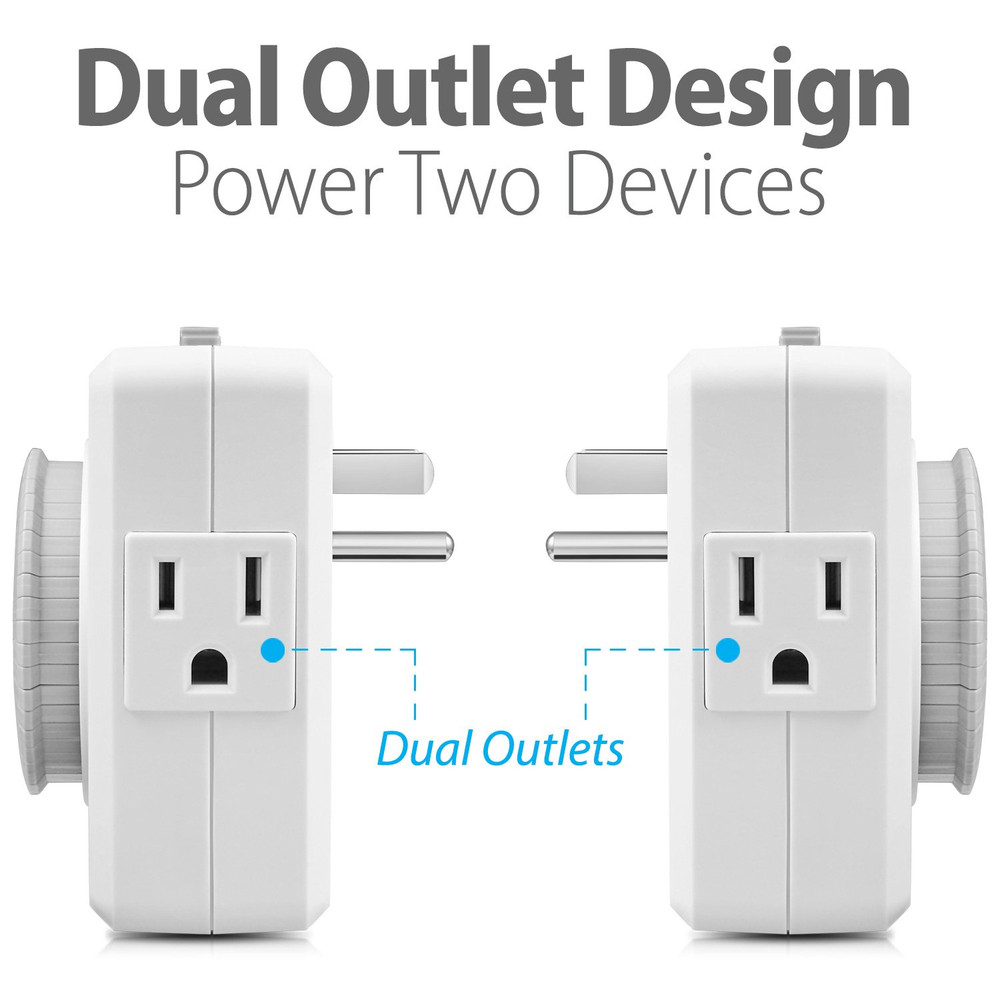 24-Hour Dual Timers Outlets for Electrical Outlets, Plug in Light Timer Programm