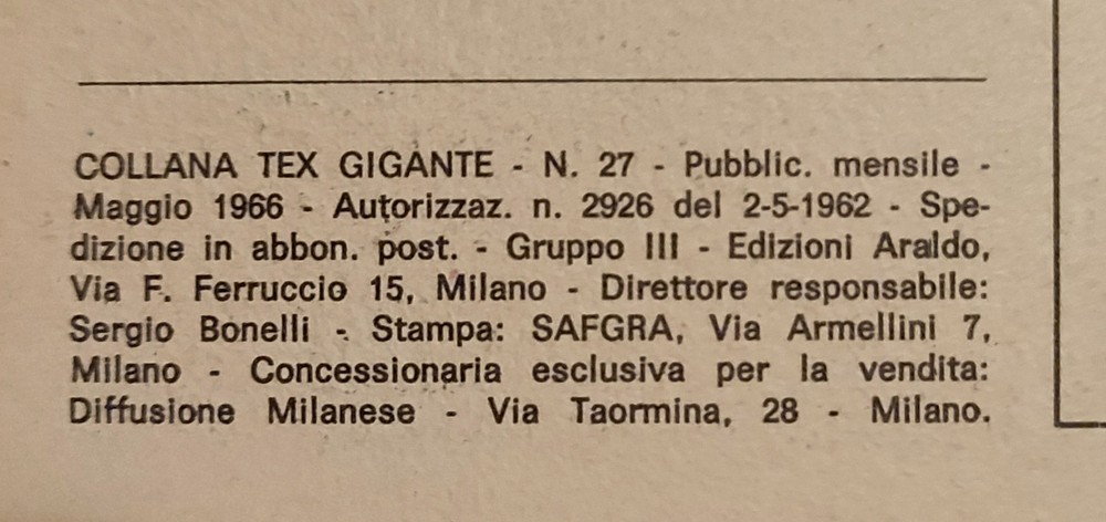 TEX Comic No. 27 Siege At Posto No. 6 Bonelli 1966 Comic Read Description