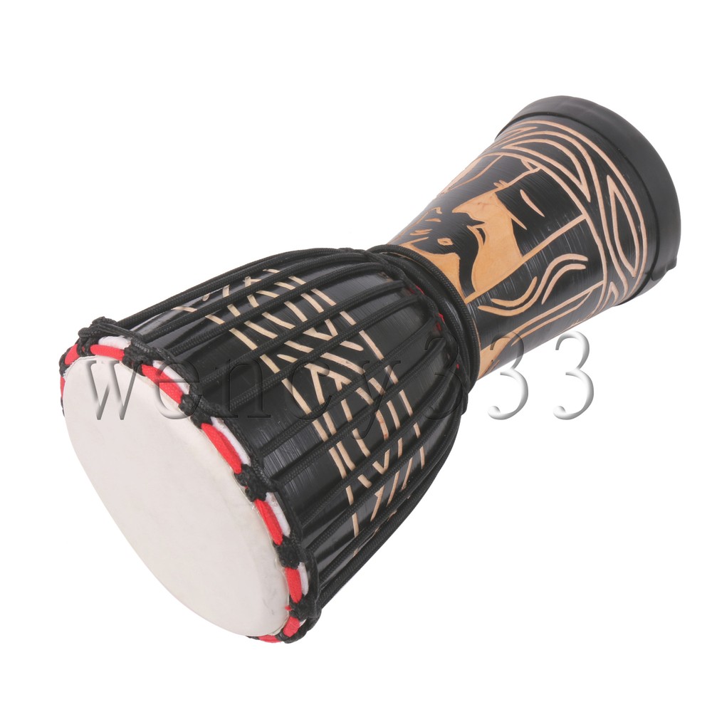 Professional Bongo Congo African Hand Drum 8inch Diameter Black Elephant Pattern