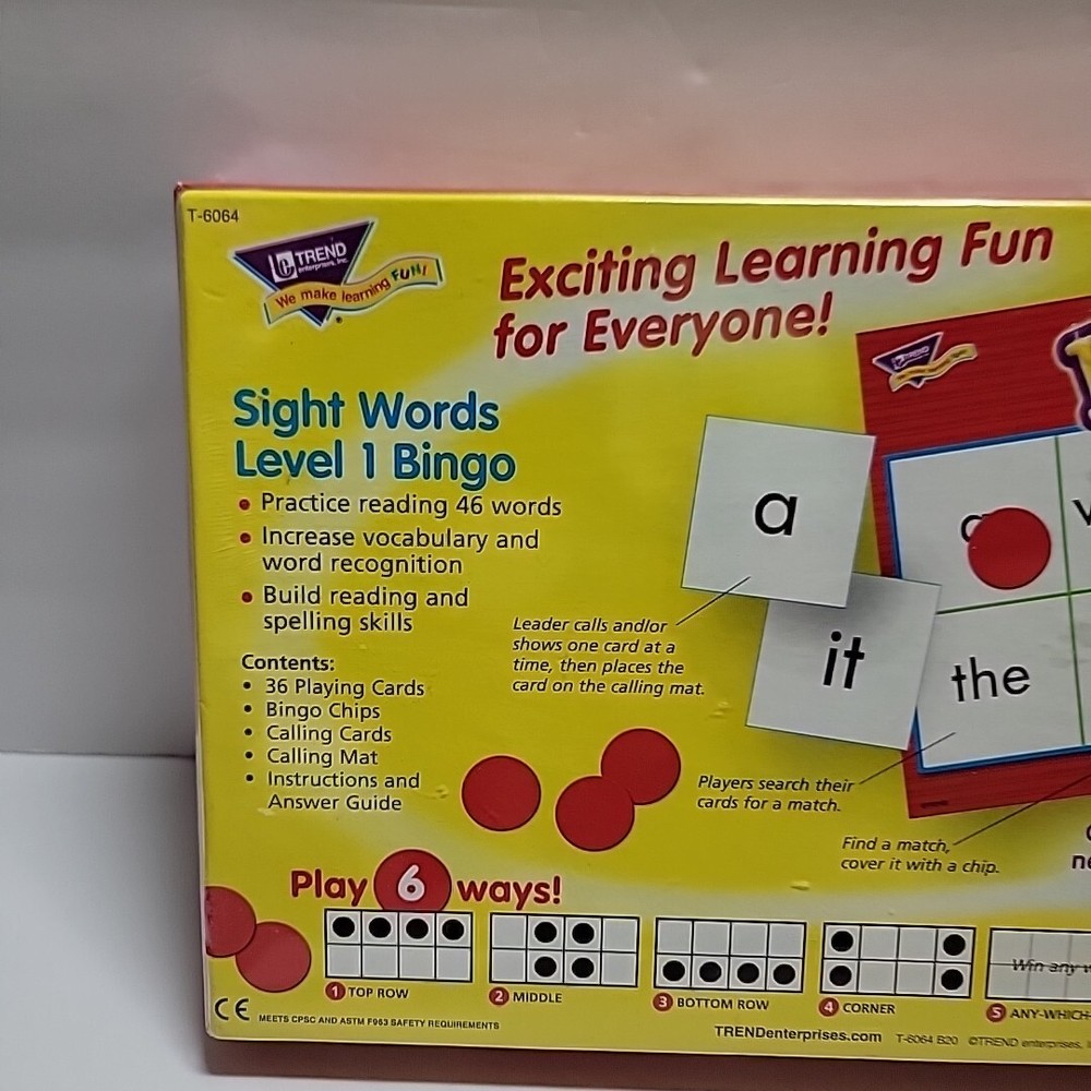 TREND Sight Words Level 1 Bingo Game New