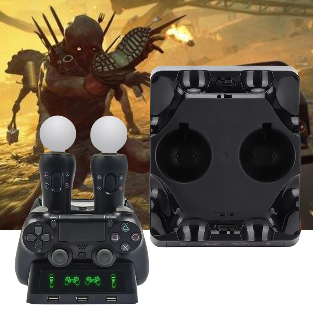 4in1 Controller Charger Dock Quick Charging Station Stand For PS4 / MOVE /PS4 VR