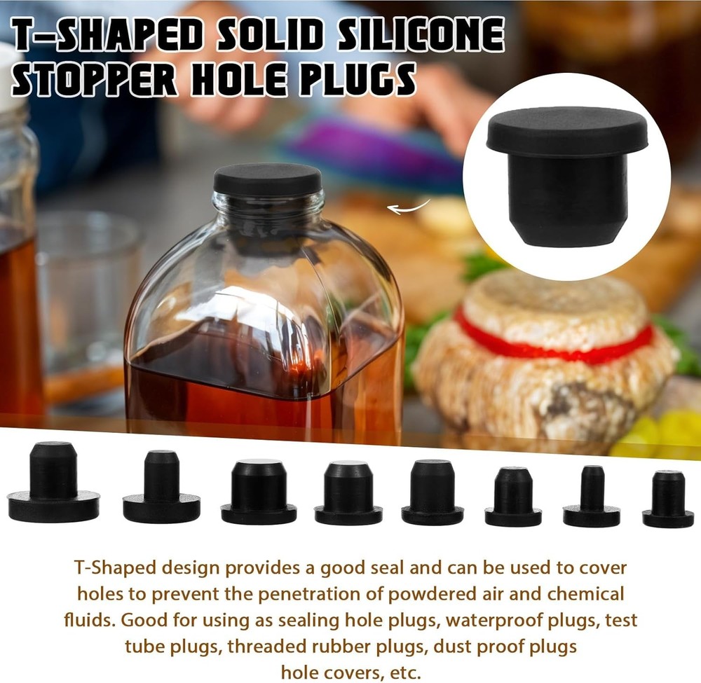 Silicone Hole Plug Set 80pcs Assorted Sizes Black