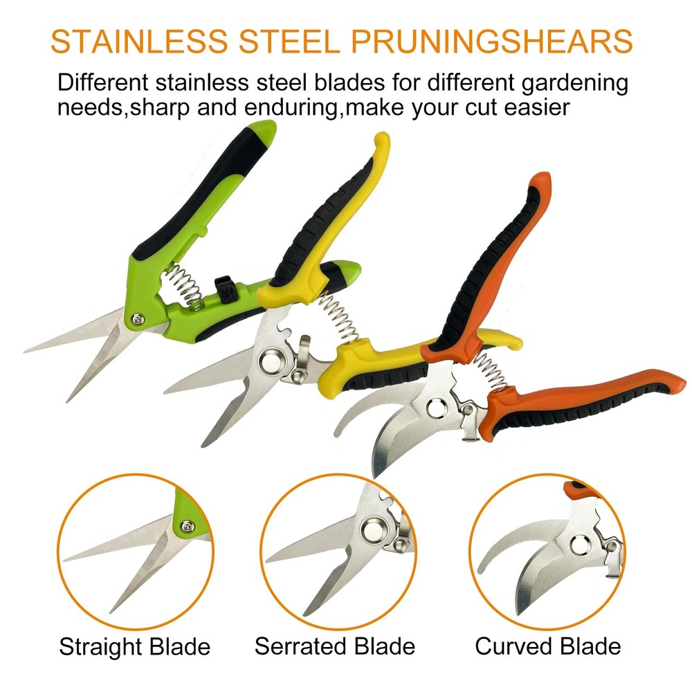 Pruning Shears, 4 Pack Garden Shears with Medium, Orange, Yellow, Green