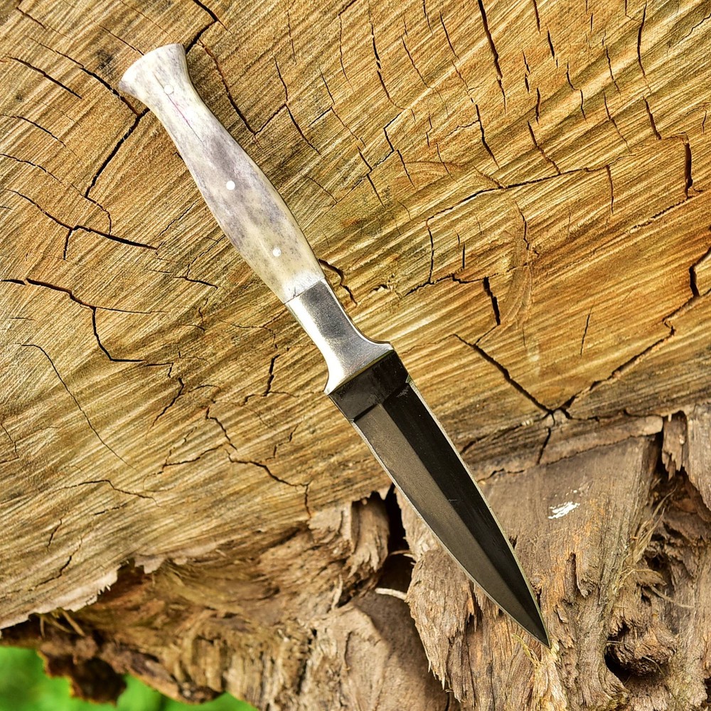 Handmade Fix Blade Double edge Dagger knife Boot Hunting Outdoor