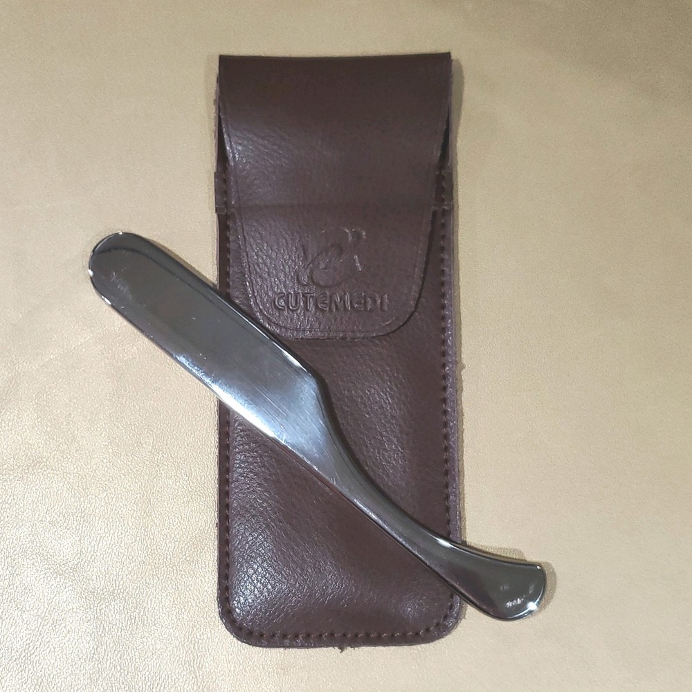CUTEMEDI Scraper Relaxation Tool with Brown Leather Case New