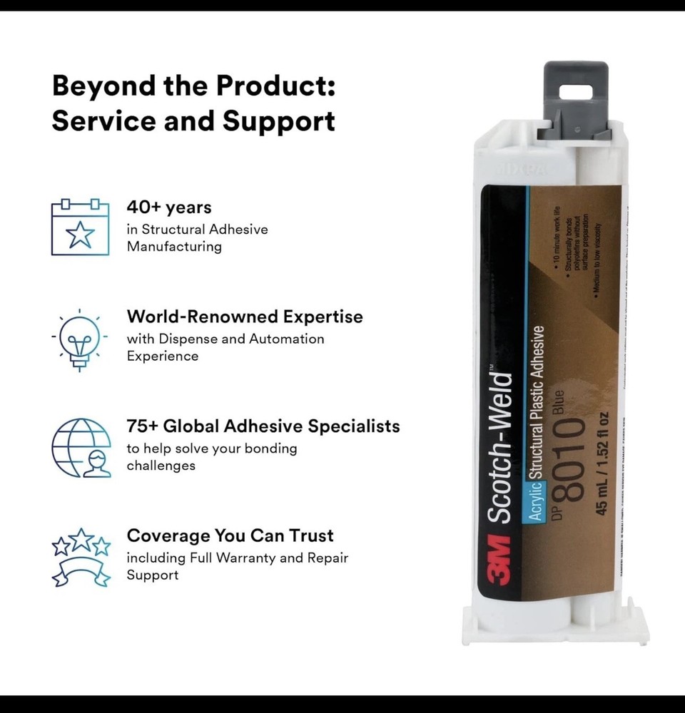 3M Scotch-Weld Structural Plastic Adhesive DP8010, Blue, Extremely Strong