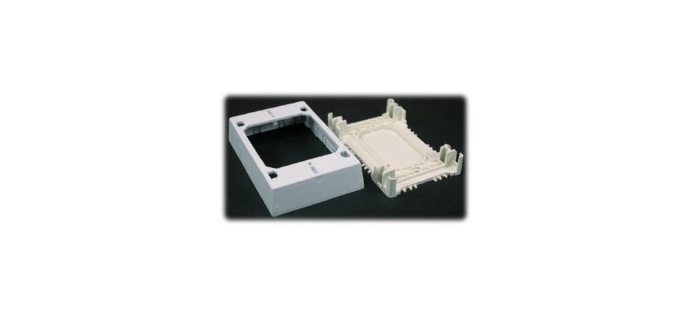 NMW Outlet Box, 1 -Gang, 0 -Knockout, Plastic, White, Wall Mounting