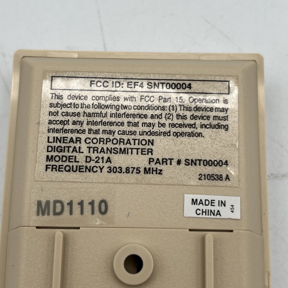 BRAND NEW!! Linear Wireless Wall Mount Transmitter Pushbutton Beige - D-21A