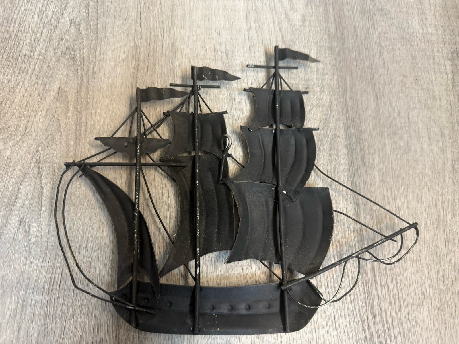 Vintage 3 Sailing Ships Wall Decor, MCM Metal Nautical.