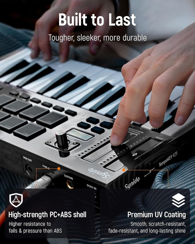 Synido 25 Key USB MIDI Keyboard Controller with 8 Drum Pads, Beat Maker Machine