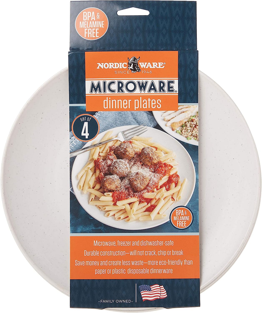 Nordic Ware Polypropylene Plates Microwave Serveware, 10", White