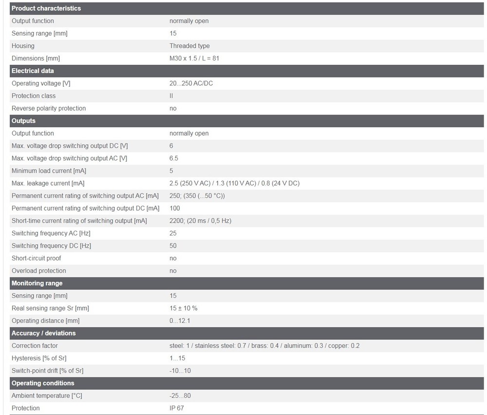 IFM II0012 IIA2015-ABOA Proximity Switch Sensor New