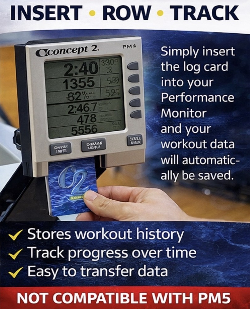 Log Card use w/ Concept 2 Rowing Machine concept2 Workout Train logcard PM3 PM4