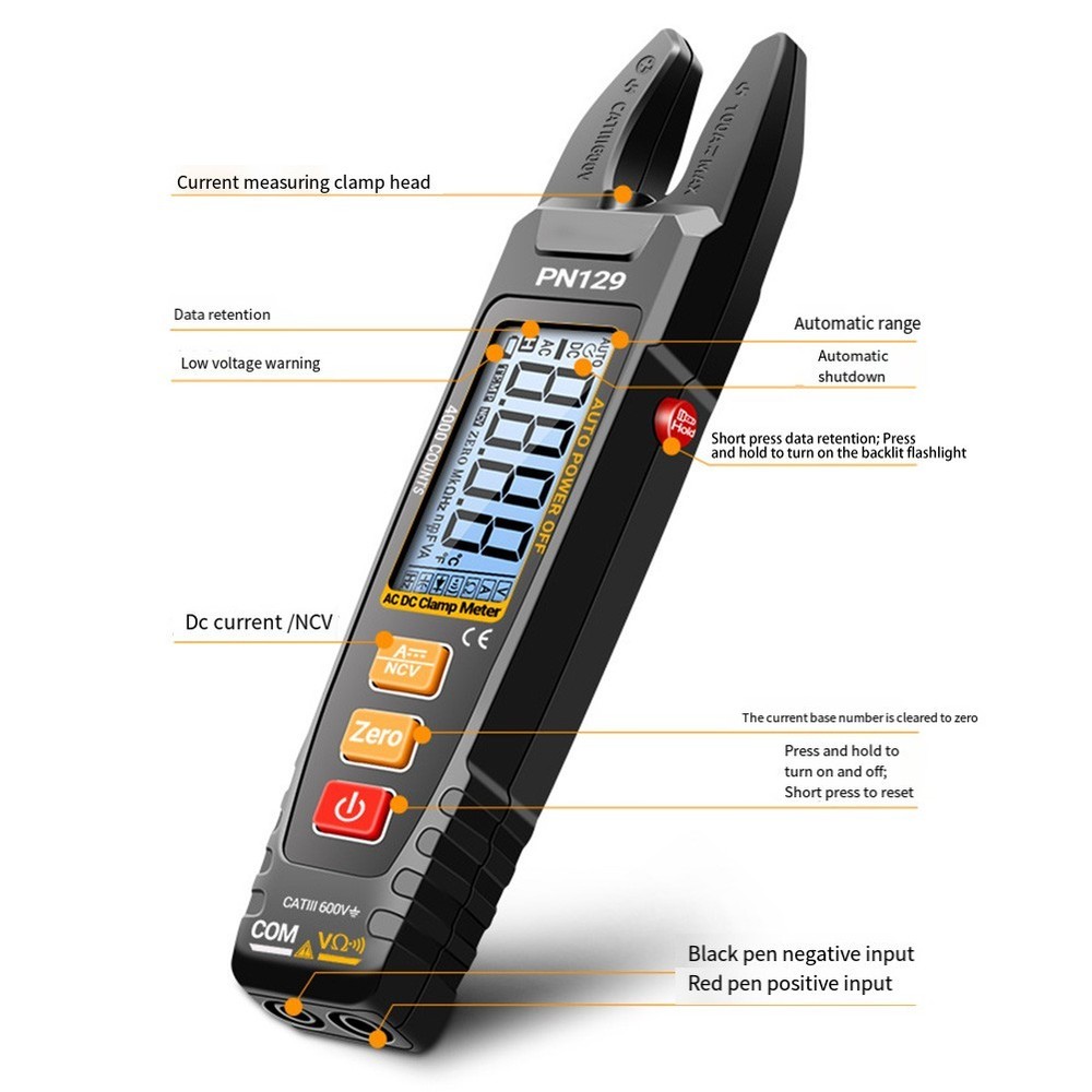 PN129 U Shape Clamp Meter with Automatic Range and Data Retention Feature