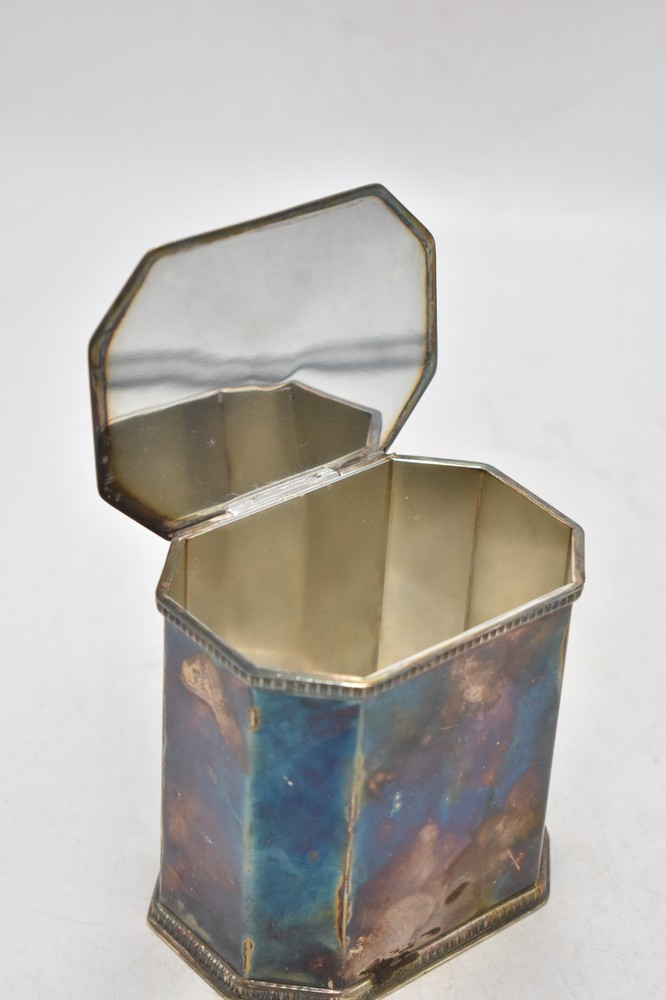 Antique Mappin & Webb Silver Plated Octagonal Tea Caddy
