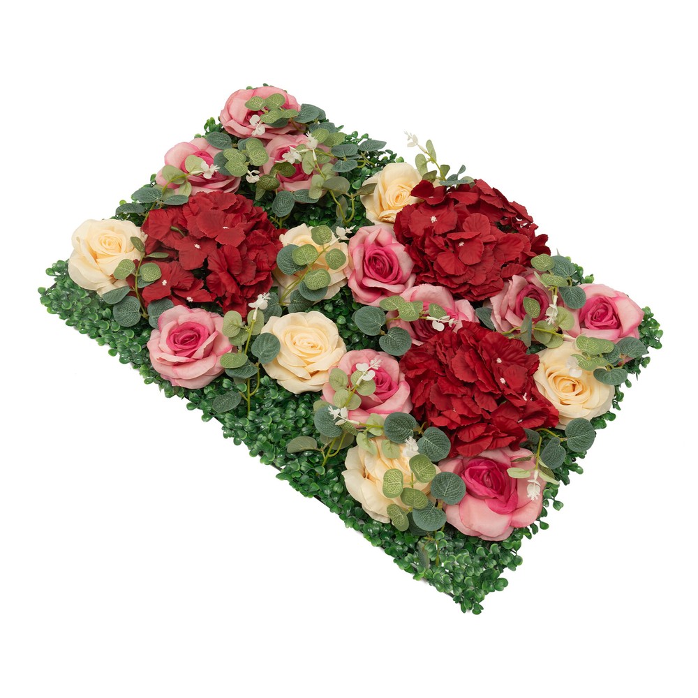 6Pcs Artificial Flower Wall Panel Backdrop Wedding Rose Hydrangea Flower Decor