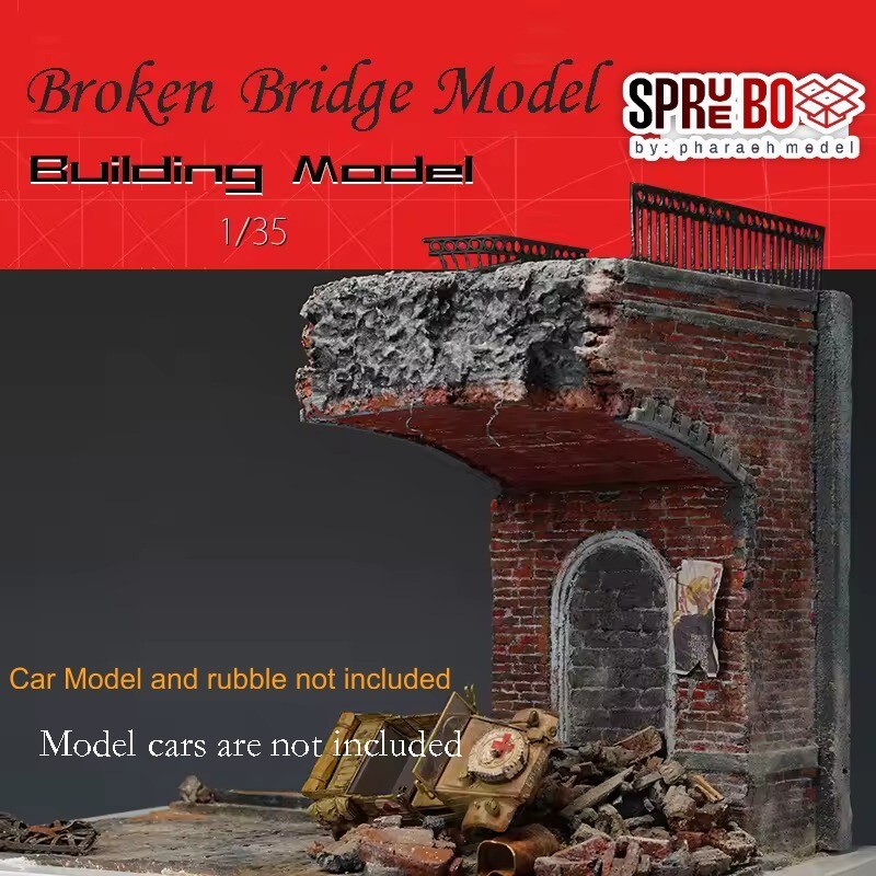 1/35 diorama Broken Bridge with ground and base