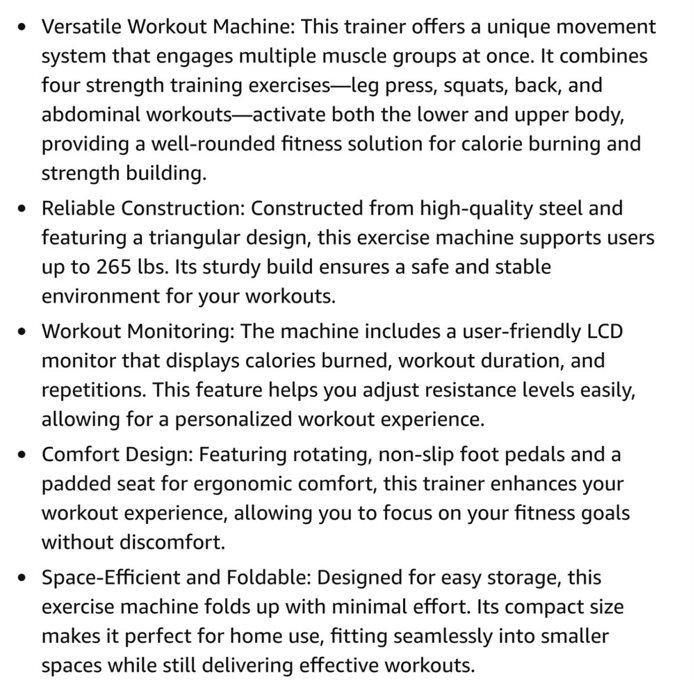 Squat Assist Trainer Seated Squat Machine Adjustable Foldable Glute Buttock Core