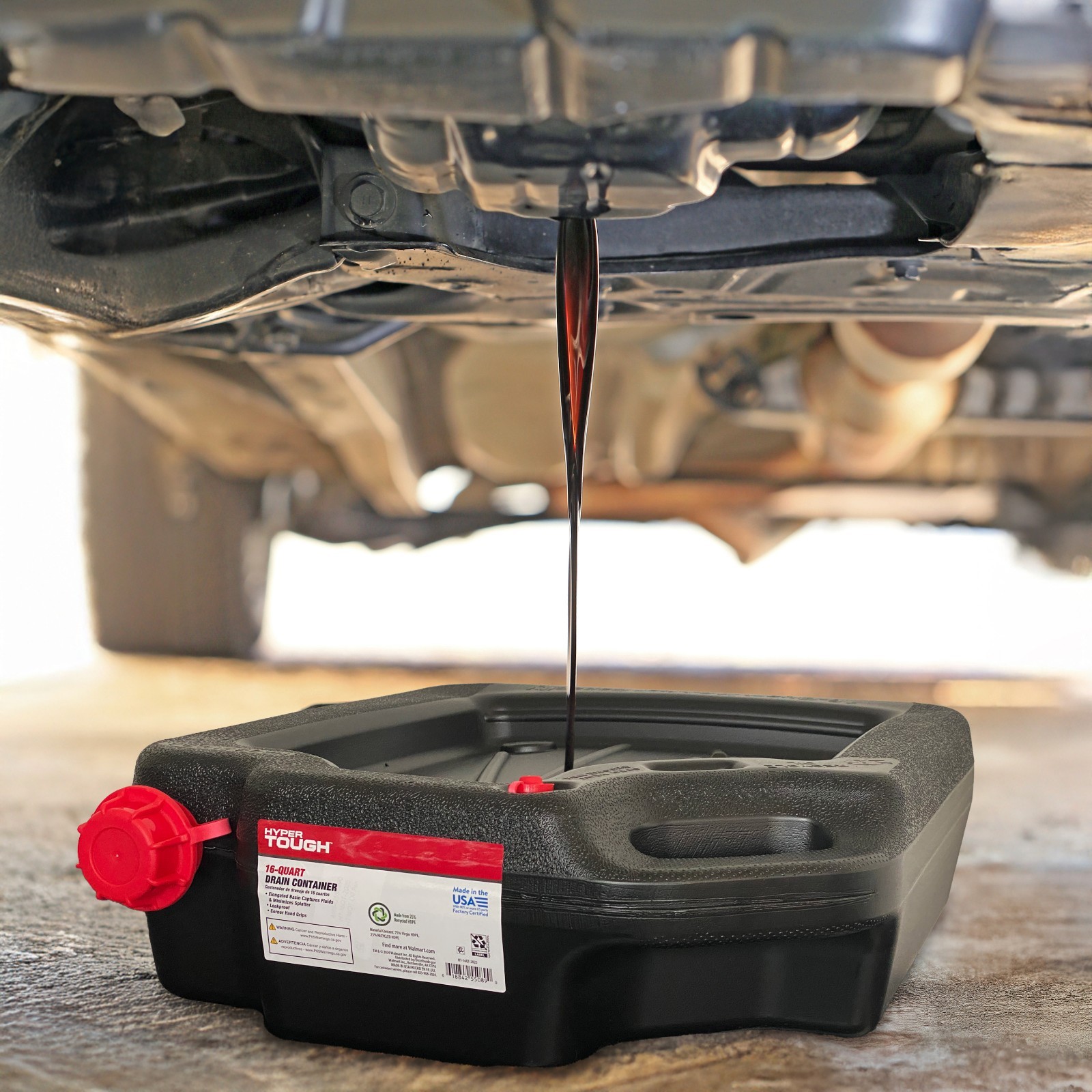 16 Quart Oil Drain Pan Leak-Proof Large Capacity Oil Change Container for Cars