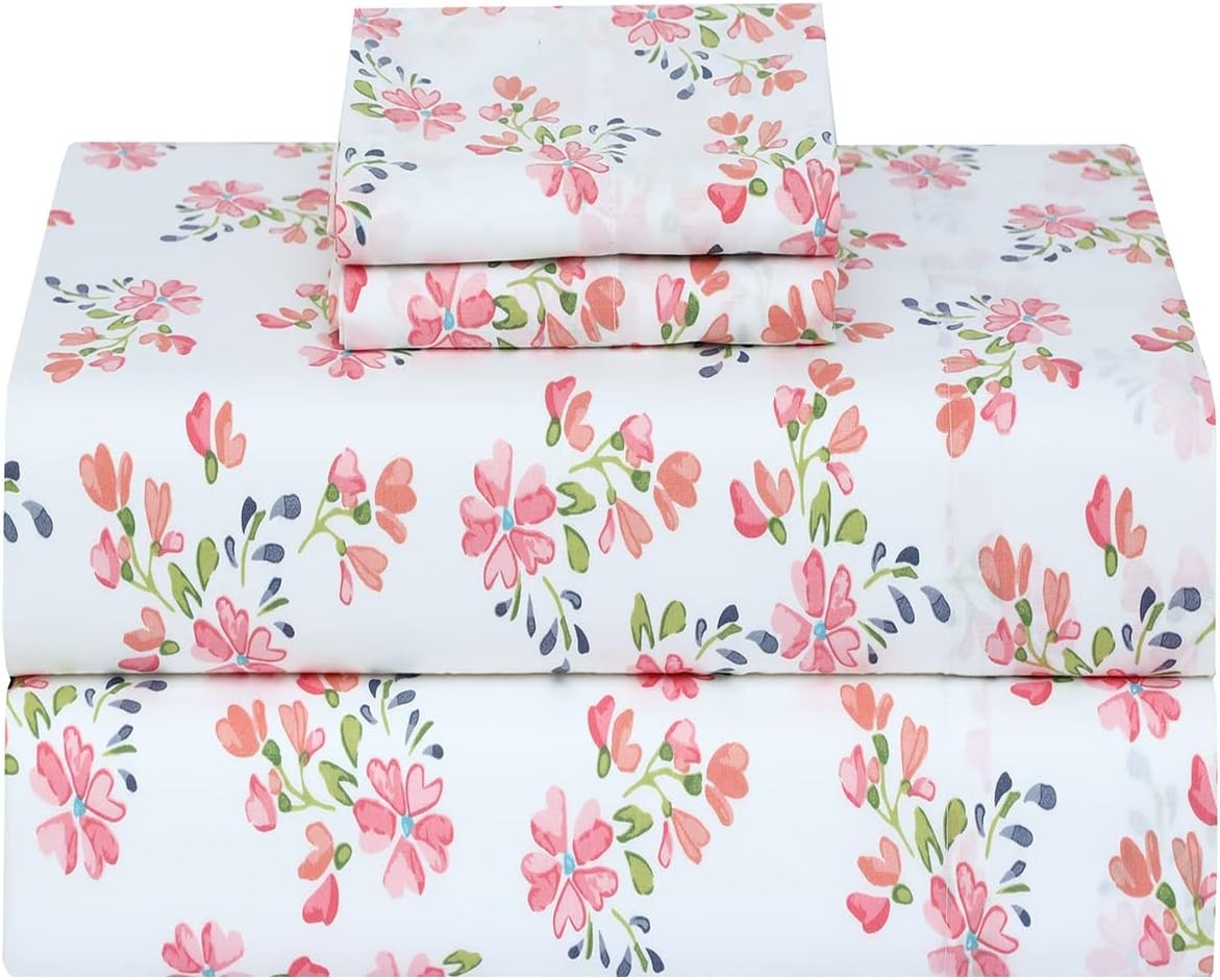 100% Cotton Full Size Bed Sheets, 4 Pieces, Soft & Breathable Percale Weave
